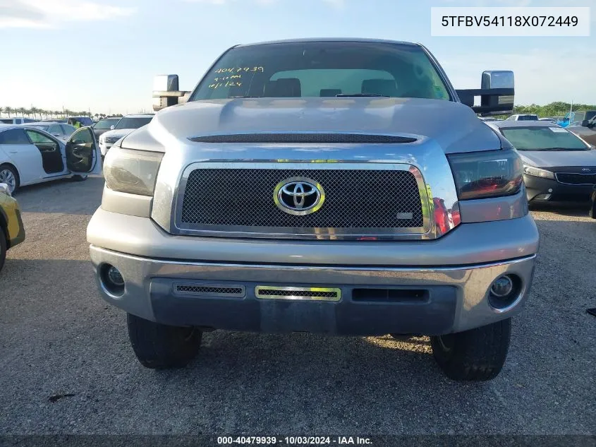 2008 Toyota Tundra Base 5.7L V8 VIN: 5TFBV54118X072449 Lot: 40479939