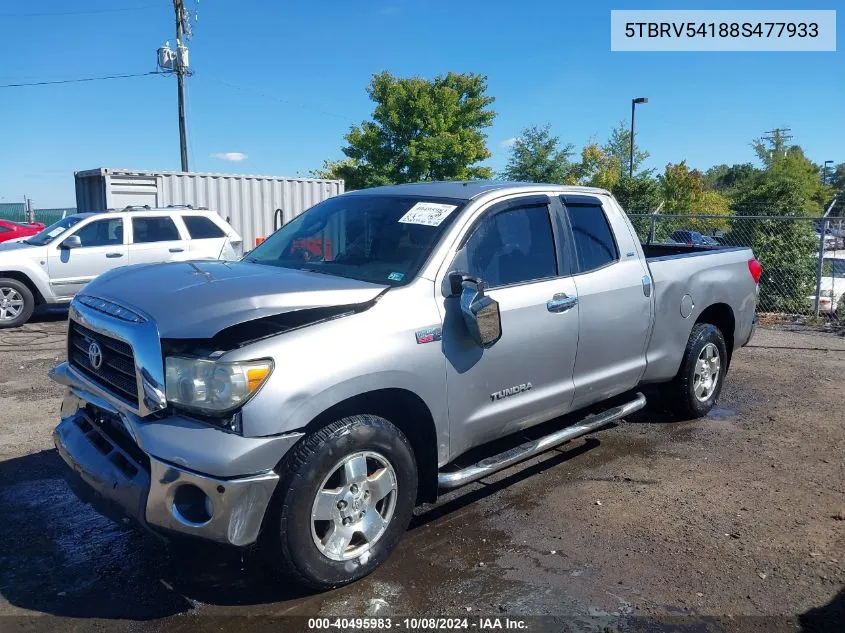 5TBRV54188S477933 2008 Toyota Tundra Sr5 5.7L V8