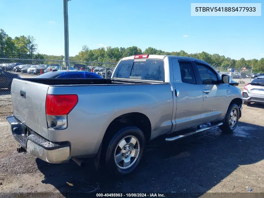 5TBRV54188S477933 2008 Toyota Tundra Sr5 5.7L V8