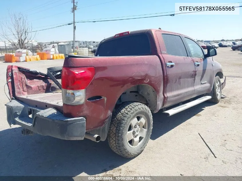 5TFEV58178X055565 2008 Toyota Tundra Limited 5.7L V8