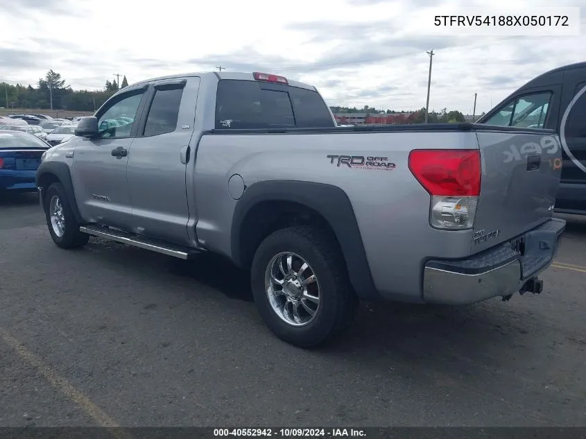 2008 Toyota Tundra Base 5.7L V8/Sr5 5.7L V8 VIN: 5TFRV54188X050172 Lot: 40552942