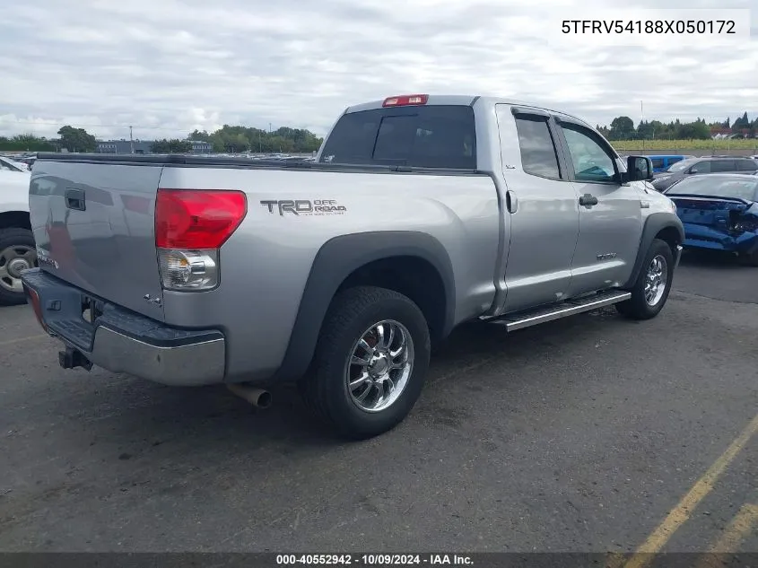 2008 Toyota Tundra Base 5.7L V8/Sr5 5.7L V8 VIN: 5TFRV54188X050172 Lot: 40552942