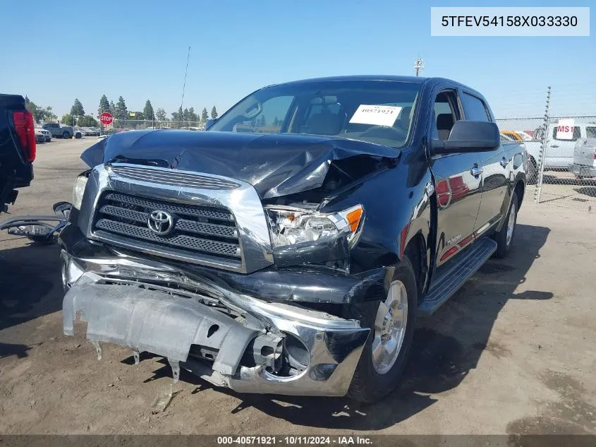 2008 Toyota Tundra Crewmax/Crewmax Sr5 VIN: 5TFEV54158X033330 Lot: 40571921