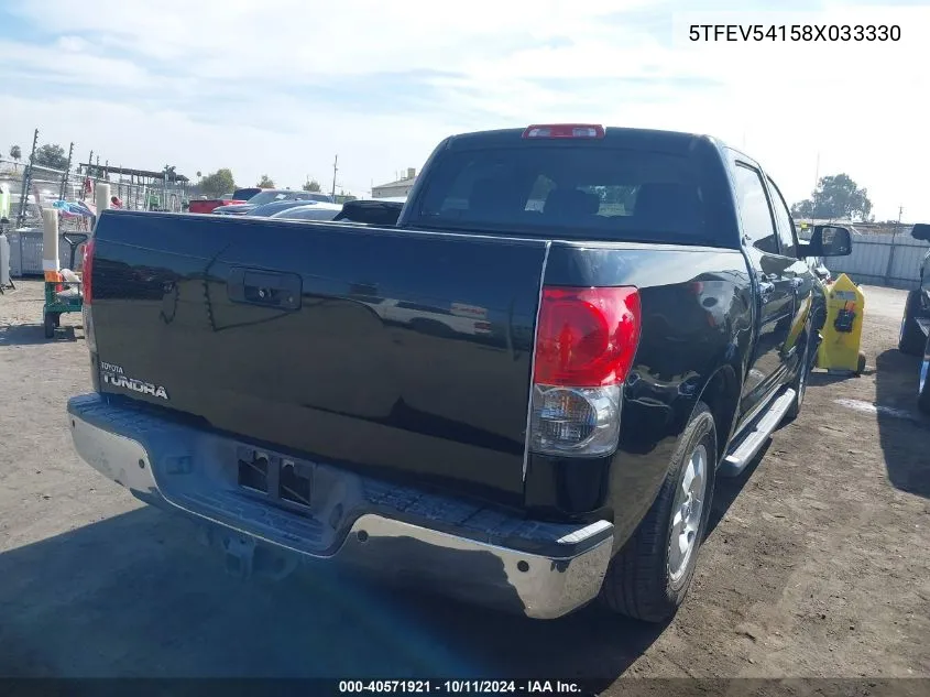 2008 Toyota Tundra Crewmax/Crewmax Sr5 VIN: 5TFEV54158X033330 Lot: 40571921