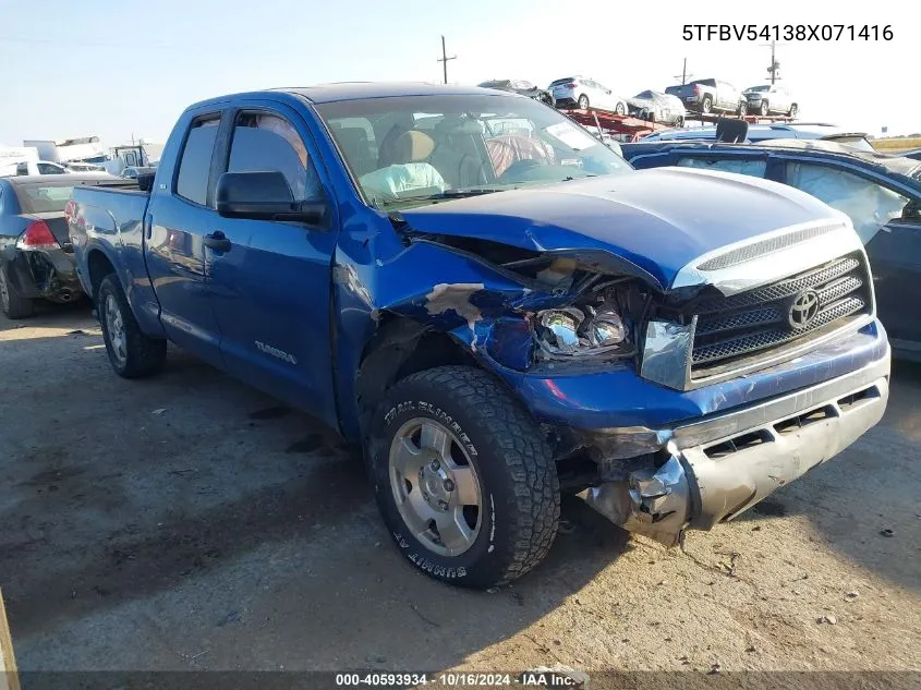 2008 Toyota Tundra Sr5 5.7L V8 VIN: 5TFBV54138X071416 Lot: 40593934