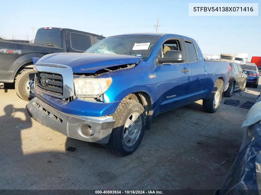 2008 Toyota Tundra Sr5 5.7L V8 VIN: 5TFBV54138X071416 Lot: 40593934