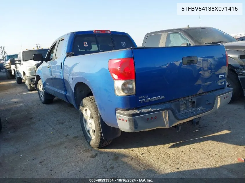 2008 Toyota Tundra Sr5 5.7L V8 VIN: 5TFBV54138X071416 Lot: 40593934