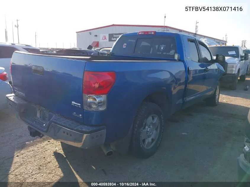 2008 Toyota Tundra Sr5 5.7L V8 VIN: 5TFBV54138X071416 Lot: 40593934