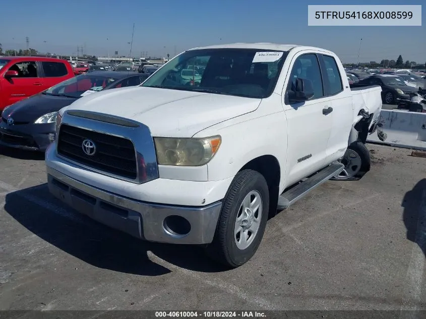 2008 Toyota Tundra Sr5 V6 VIN: 5TFRU54168X008599 Lot: 40610004