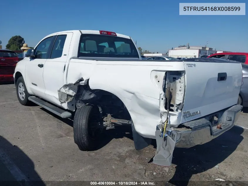 2008 Toyota Tundra Sr5 V6 VIN: 5TFRU54168X008599 Lot: 40610004