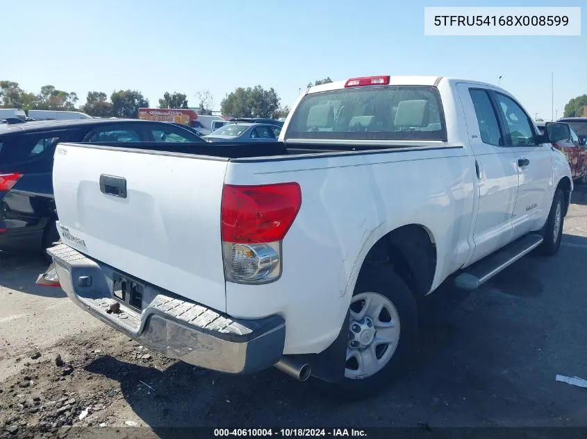 2008 Toyota Tundra Sr5 V6 VIN: 5TFRU54168X008599 Lot: 40610004