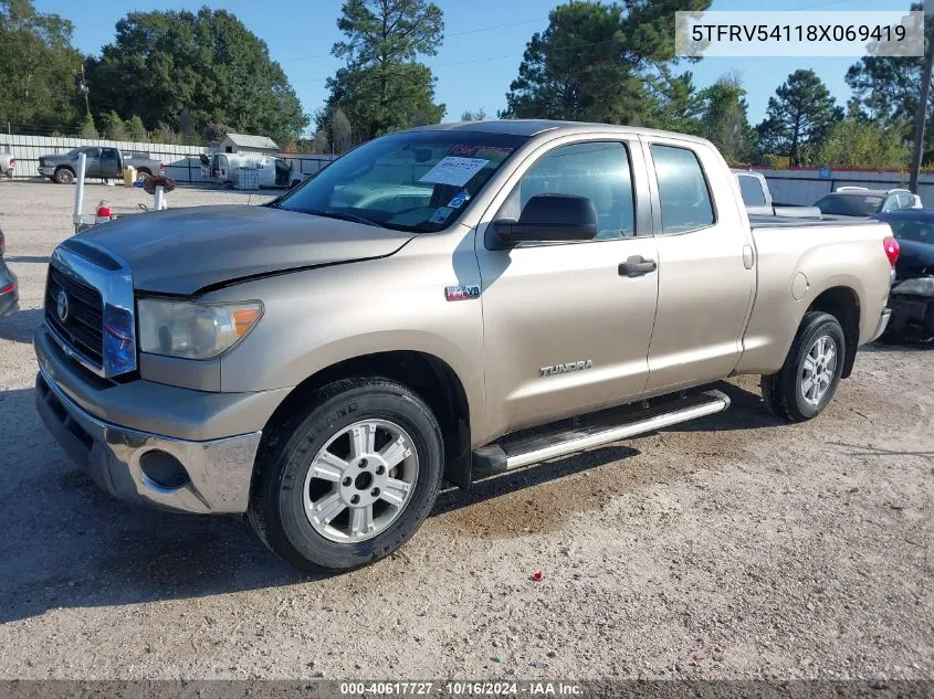 2008 Toyota Tundra Base 5.7L V8 VIN: 5TFRV54118X069419 Lot: 40617727