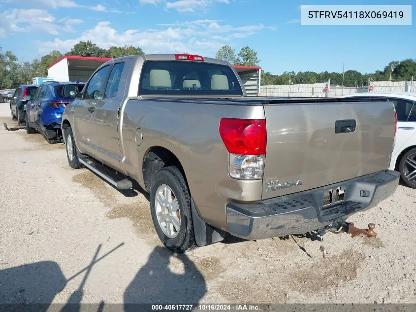 2008 Toyota Tundra Base 5.7L V8 VIN: 5TFRV54118X069419 Lot: 40617727