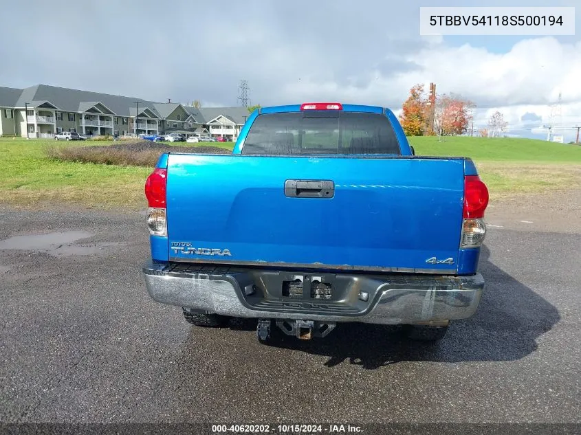 5TBBV54118S500194 2008 Toyota Tundra Sr5 5.7L V8