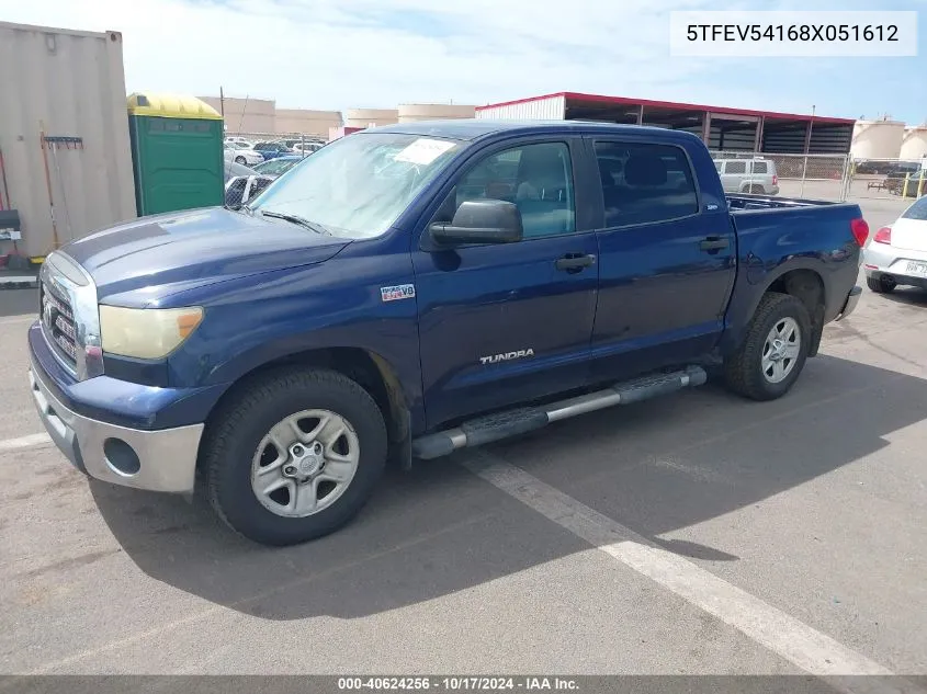 5TFEV54168X051612 2008 Toyota Tundra Sr5 5.7L V8