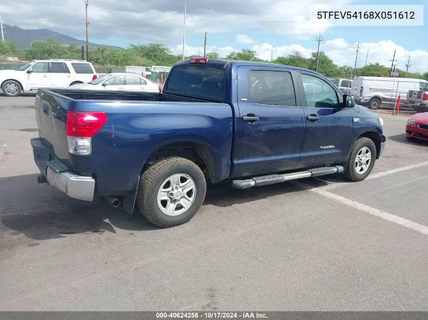 5TFEV54168X051612 2008 Toyota Tundra Sr5 5.7L V8