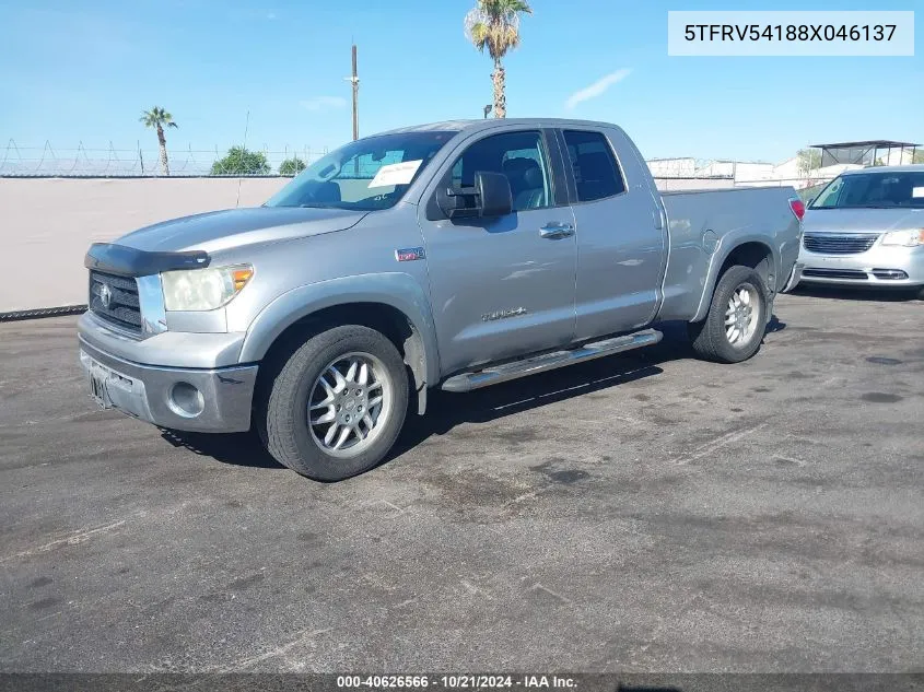 2008 Toyota Tundra Sr5 5.7L V8 VIN: 5TFRV54188X046137 Lot: 40626566