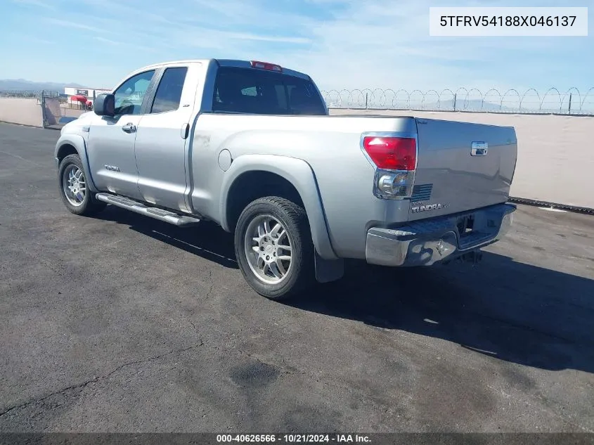 2008 Toyota Tundra Sr5 5.7L V8 VIN: 5TFRV54188X046137 Lot: 40626566