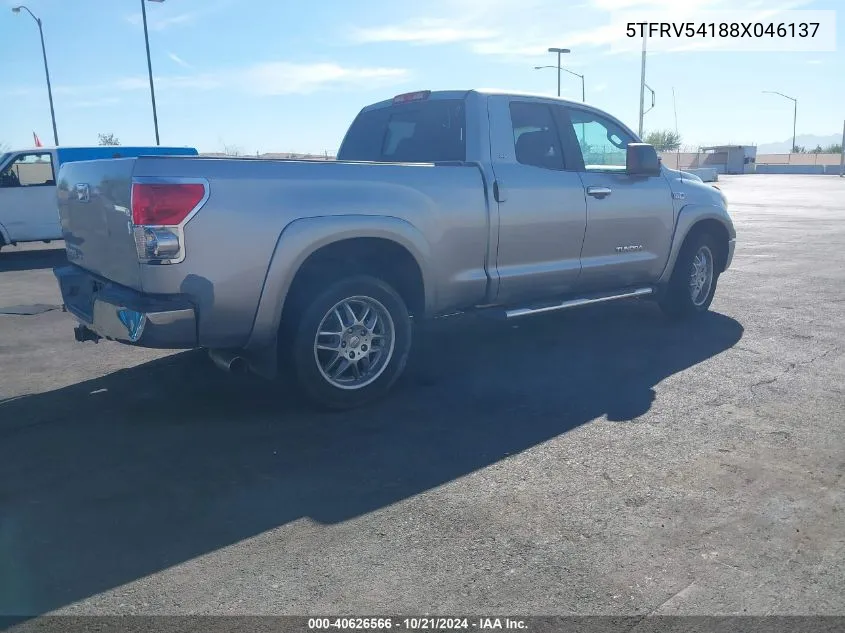 2008 Toyota Tundra Sr5 5.7L V8 VIN: 5TFRV54188X046137 Lot: 40626566