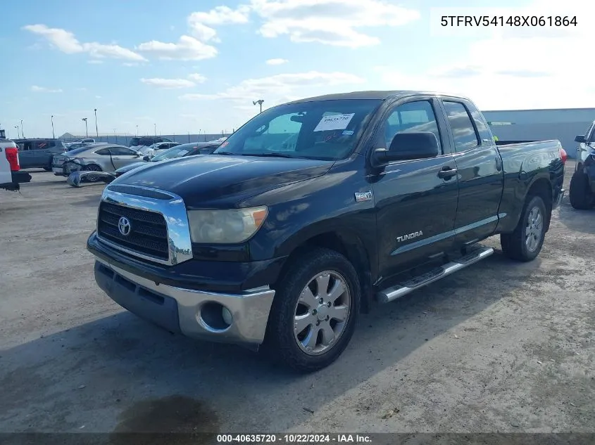 2008 Toyota Tundra Sr5 5.7L V8 VIN: 5TFRV54148X061864 Lot: 40635720