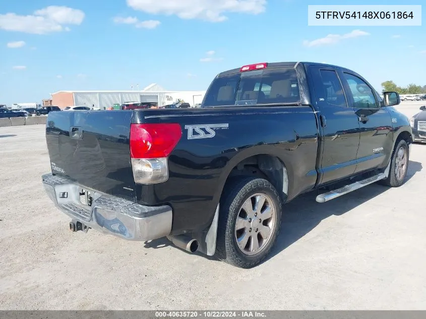 2008 Toyota Tundra Sr5 5.7L V8 VIN: 5TFRV54148X061864 Lot: 40635720