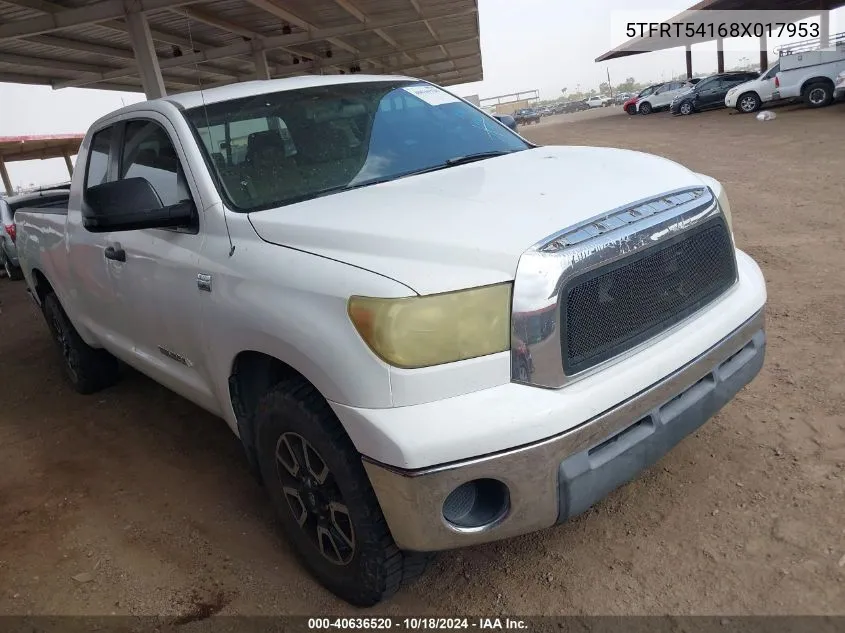 2008 Toyota Tundra Base 4.7L V8 VIN: 5TFRT54168X017953 Lot: 40636520