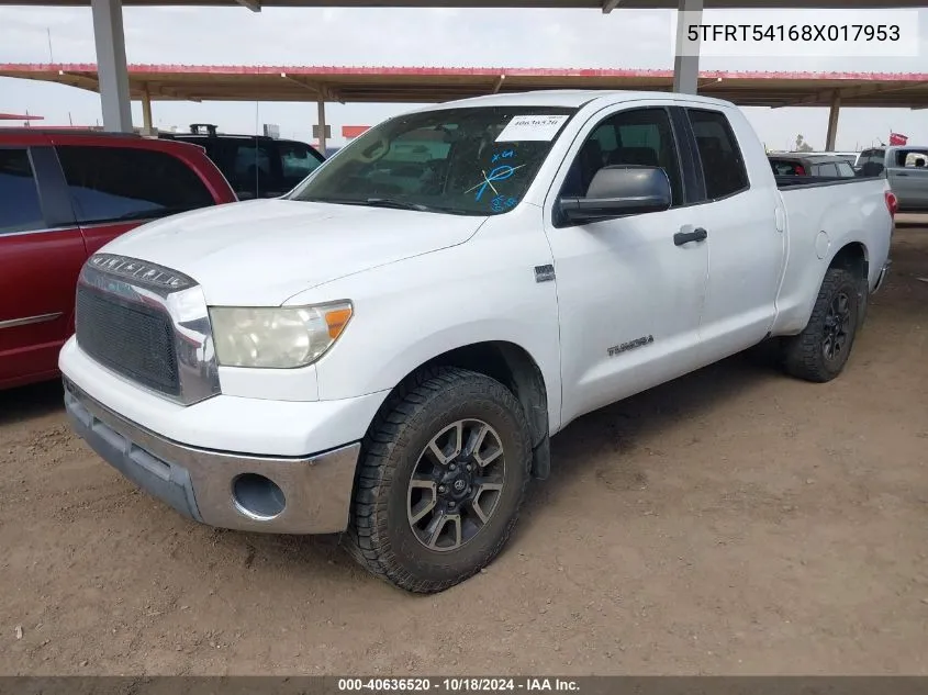 2008 Toyota Tundra Base 4.7L V8 VIN: 5TFRT54168X017953 Lot: 40636520