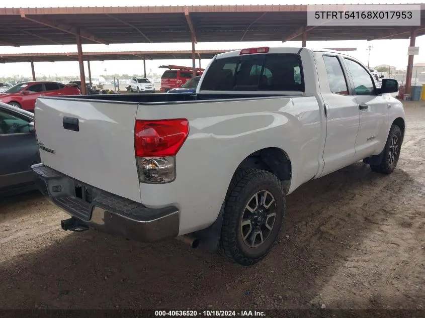 2008 Toyota Tundra Base 4.7L V8 VIN: 5TFRT54168X017953 Lot: 40636520