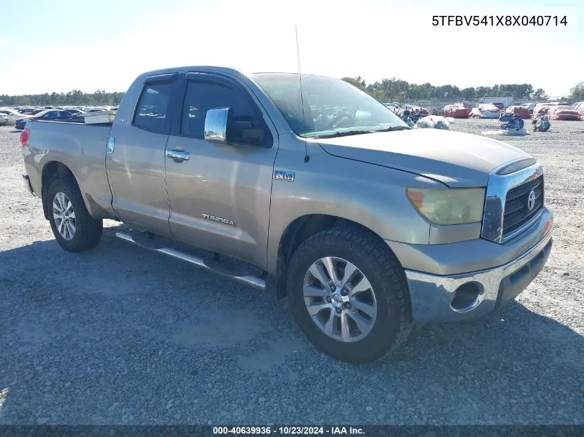 2008 Toyota Tundra Sr5 5.7L V8 VIN: 5TFBV541X8X040714 Lot: 40639936