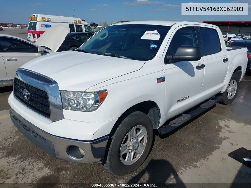 2008 Toyota Tundra Base 5.7L V8 VIN: 5TFEV54168X062903 Lot: 40655367