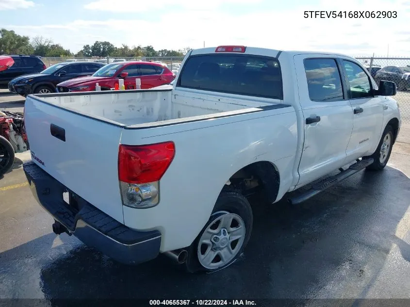 2008 Toyota Tundra Base 5.7L V8 VIN: 5TFEV54168X062903 Lot: 40655367