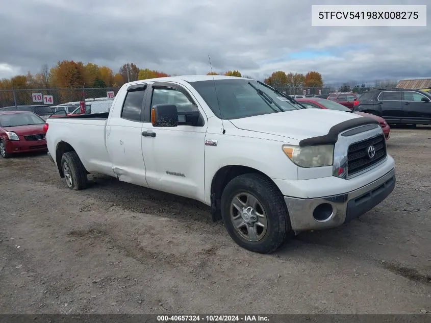 2008 Toyota Tundra Double Cab/Double Cab Sr5 VIN: 5TFCV54198X008275 Lot: 40657324