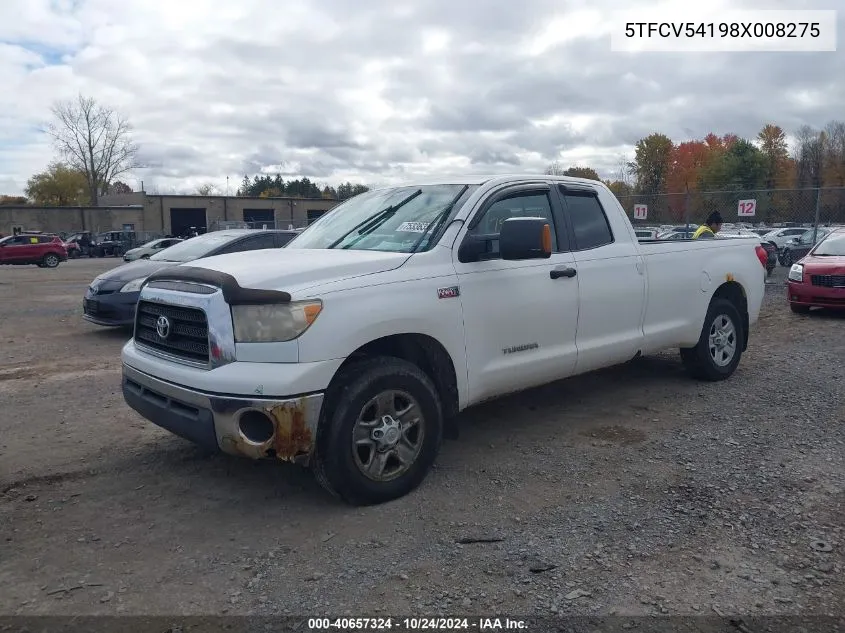 2008 Toyota Tundra Double Cab/Double Cab Sr5 VIN: 5TFCV54198X008275 Lot: 40657324