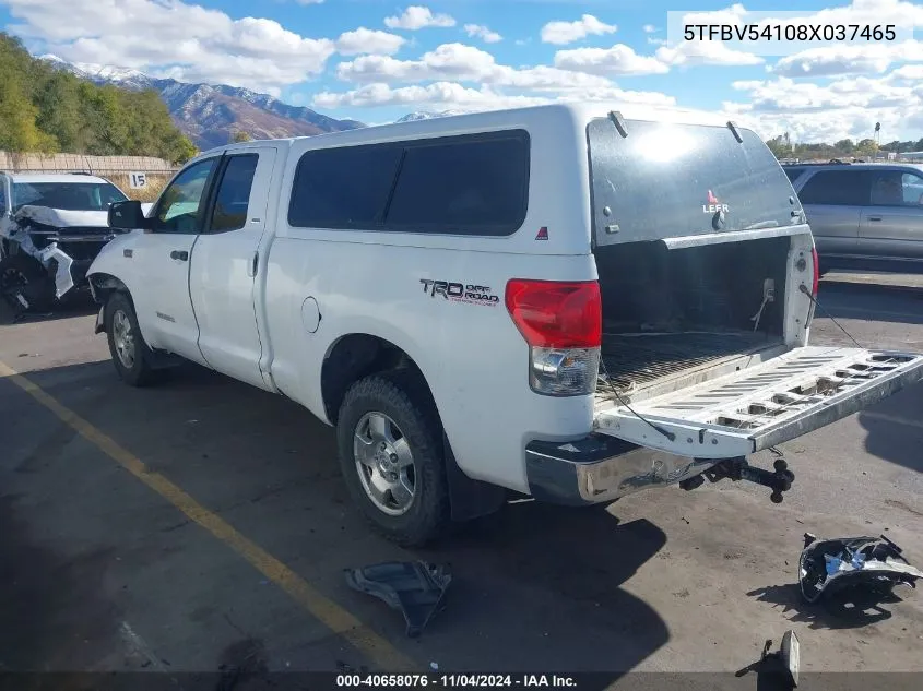 2008 Toyota Tundra Sr5 5.7L V8 VIN: 5TFBV54108X037465 Lot: 40658076