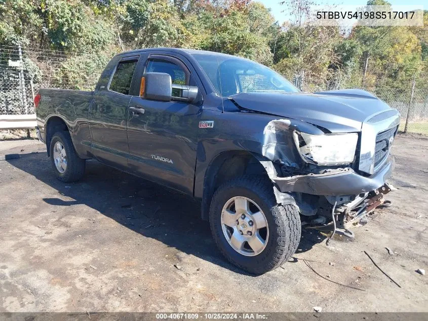 2008 Toyota Tundra Sr5 5.7L V8 VIN: 5TBBV54198S517017 Lot: 40671809