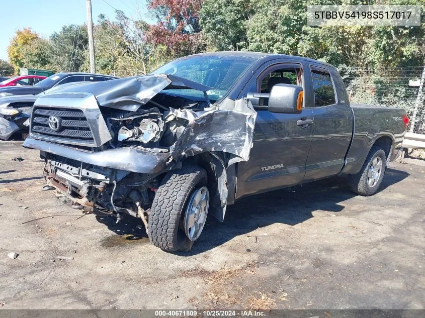 2008 Toyota Tundra Sr5 5.7L V8 VIN: 5TBBV54198S517017 Lot: 40671809