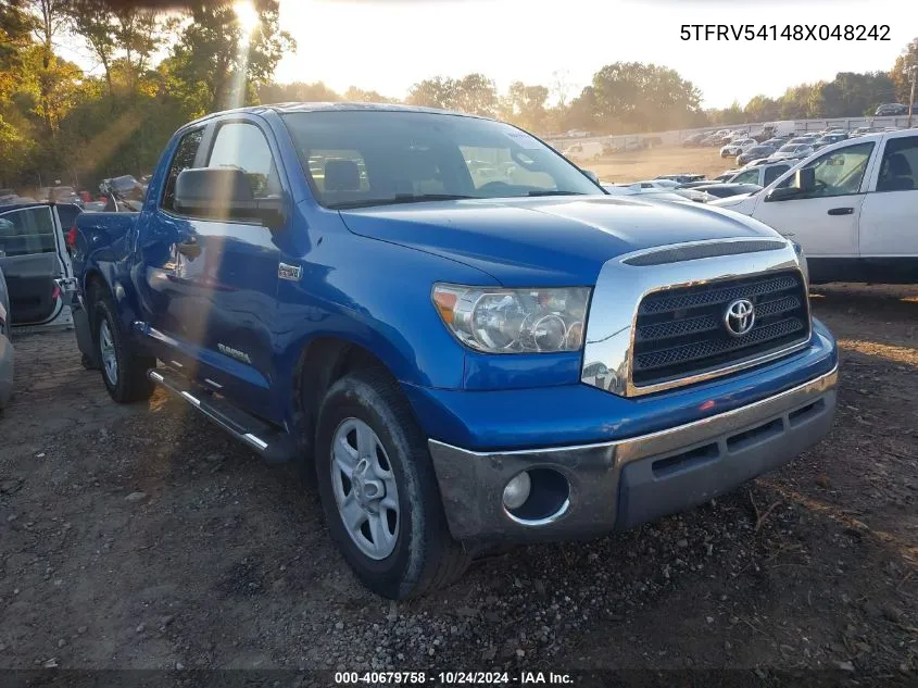 2008 Toyota Tundra Sr5 5.7L V8 VIN: 5TFRV54148X048242 Lot: 40679758