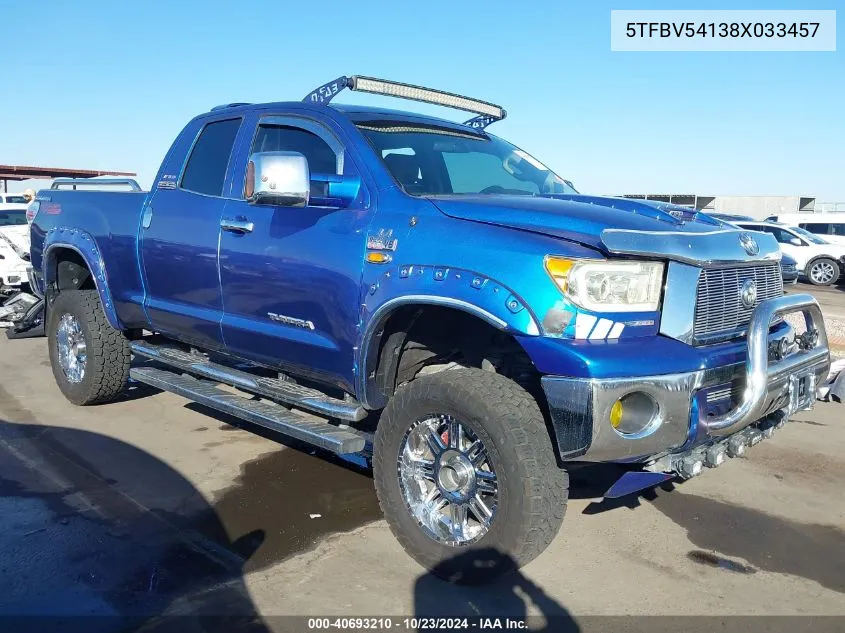 5TFBV54138X033457 2008 Toyota Tundra Sr5 5.7L V8