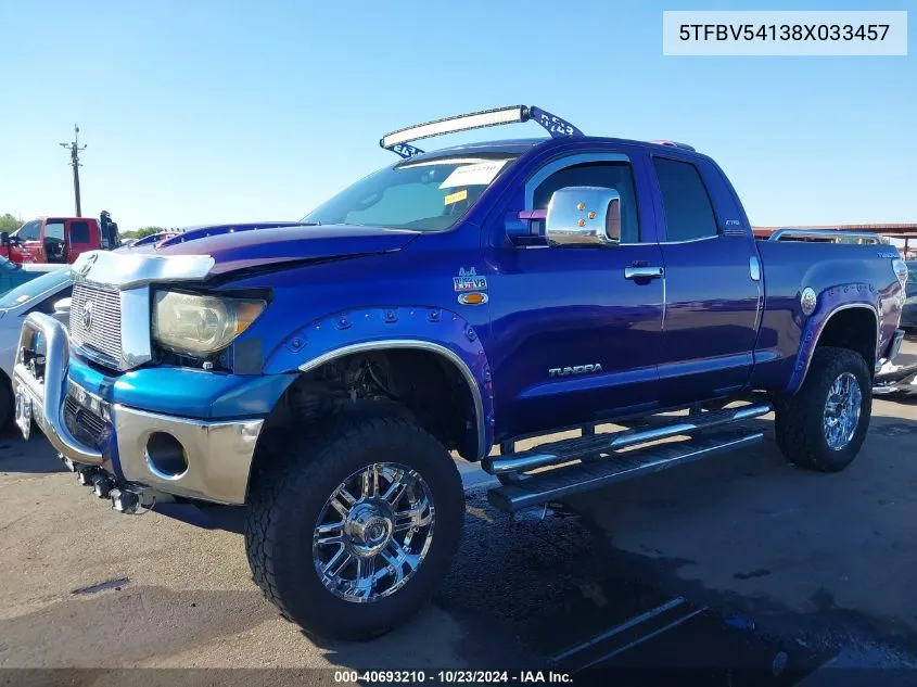 5TFBV54138X033457 2008 Toyota Tundra Sr5 5.7L V8