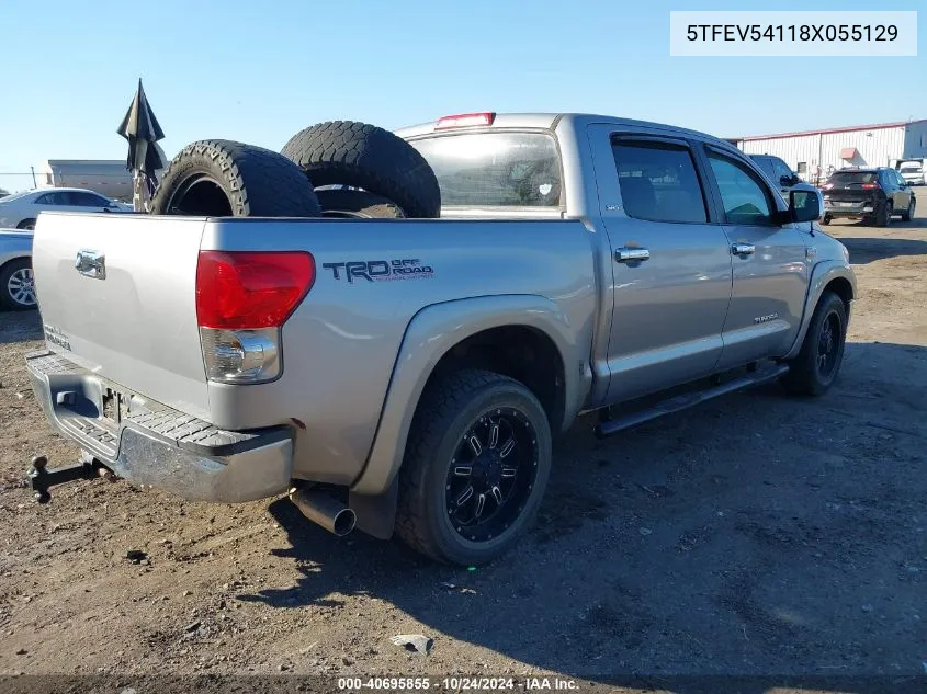 2008 Toyota Tundra Sr5 5.7L V8 VIN: 5TFEV54118X055129 Lot: 40695855