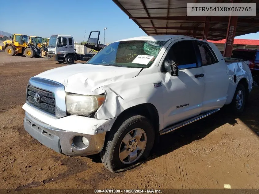 2008 Toyota Tundra Sr5 5.7L V8 VIN: 5TFRV541X8X067765 Lot: 40701390