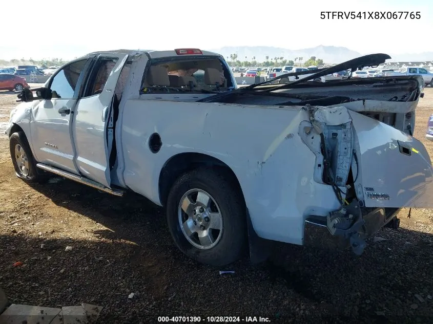 2008 Toyota Tundra Sr5 5.7L V8 VIN: 5TFRV541X8X067765 Lot: 40701390