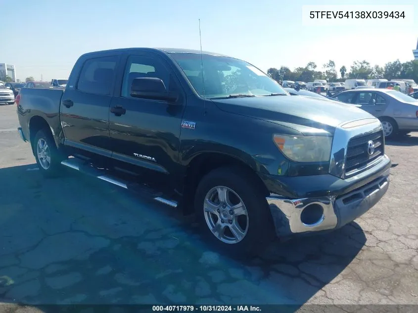 2008 Toyota Tundra Sr5 5.7L V8 VIN: 5TFEV54138X039434 Lot: 40717979