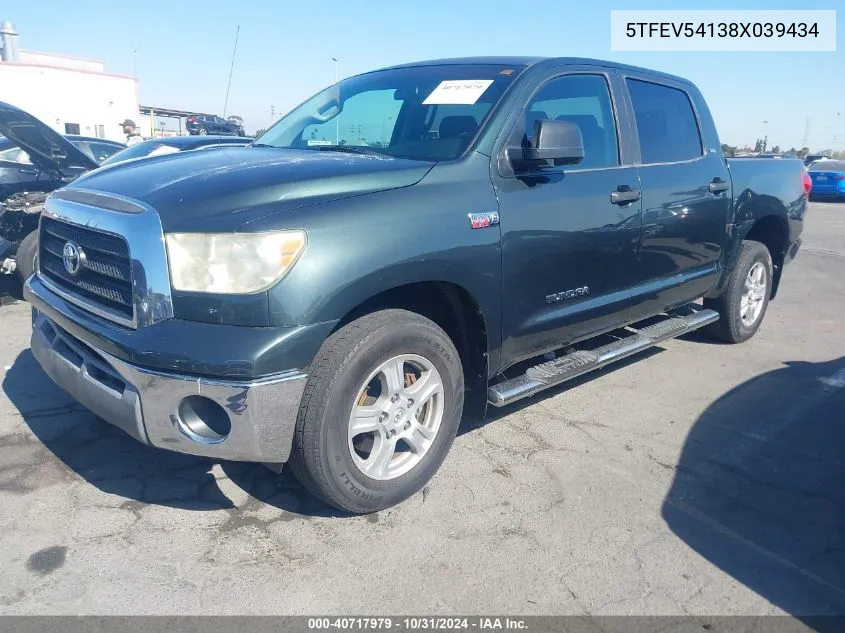 2008 Toyota Tundra Sr5 5.7L V8 VIN: 5TFEV54138X039434 Lot: 40717979