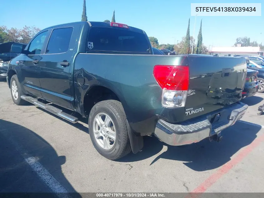 2008 Toyota Tundra Sr5 5.7L V8 VIN: 5TFEV54138X039434 Lot: 40717979