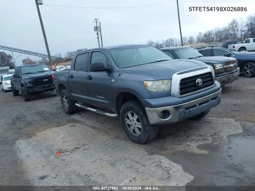 2008 Toyota Tundra Base 4.7L V8 VIN: 5TFET54198X026886 Lot: 40727982