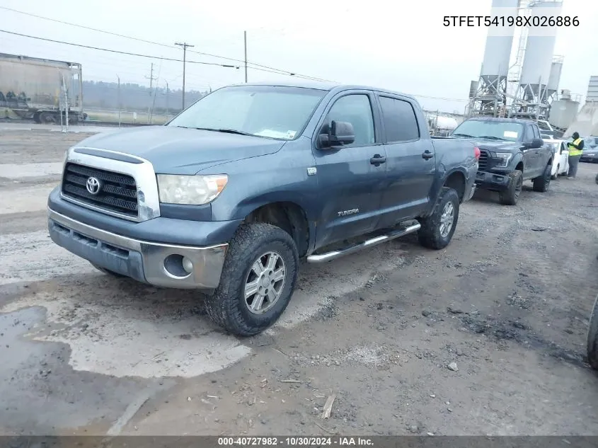 2008 Toyota Tundra Base 4.7L V8 VIN: 5TFET54198X026886 Lot: 40727982