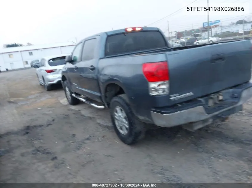 2008 Toyota Tundra Base 4.7L V8 VIN: 5TFET54198X026886 Lot: 40727982