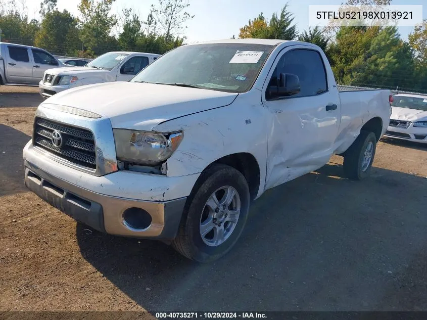 2008 Toyota Tundra Base V6 VIN: 5TFLU52198X013921 Lot: 40735271