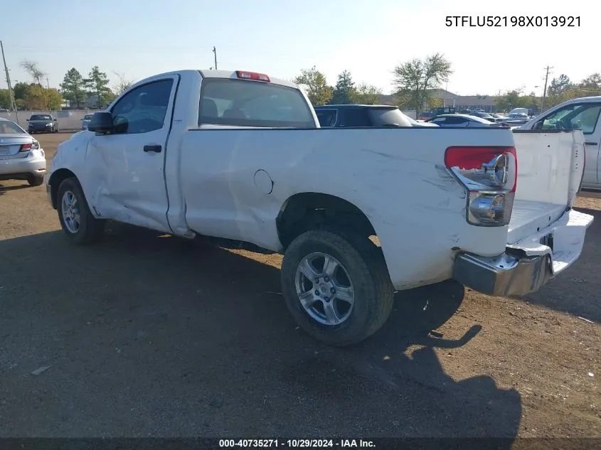 2008 Toyota Tundra Base V6 VIN: 5TFLU52198X013921 Lot: 40735271